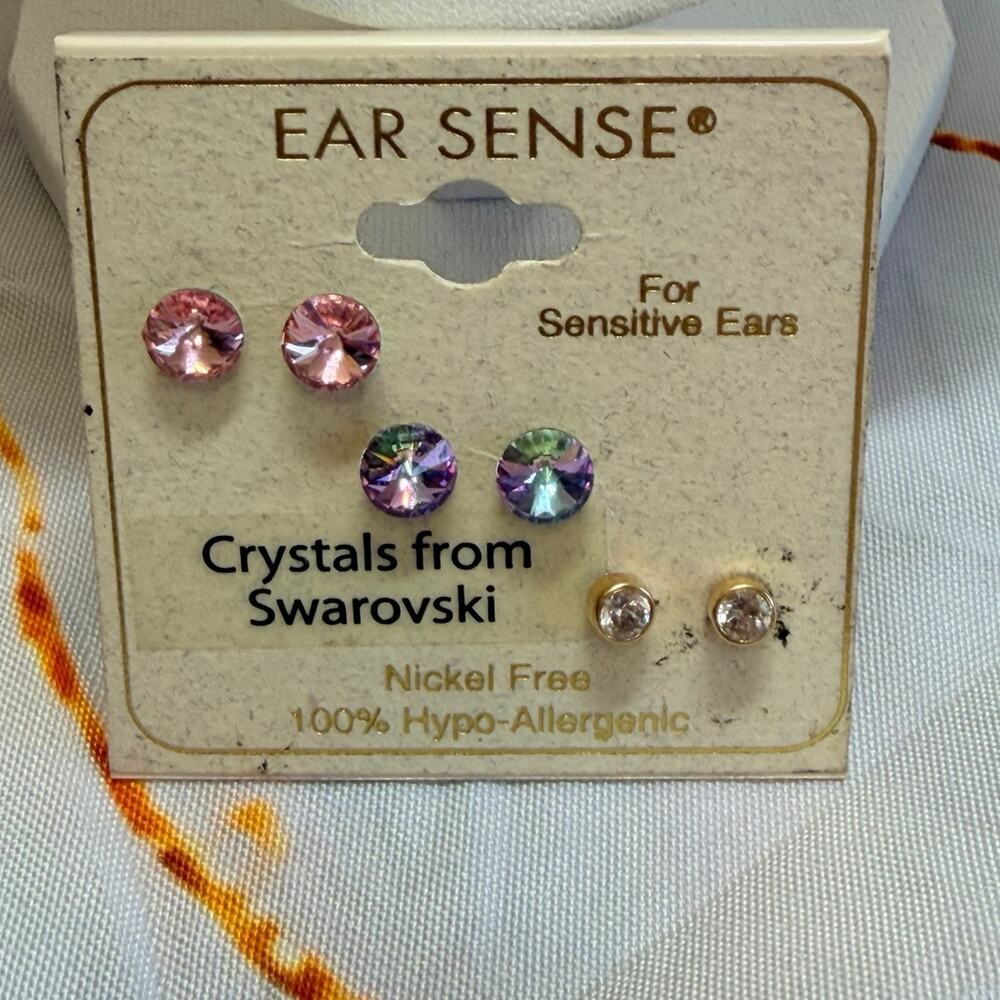 Ear Sense Swarovski Crystals Sensitive Ears NWT!